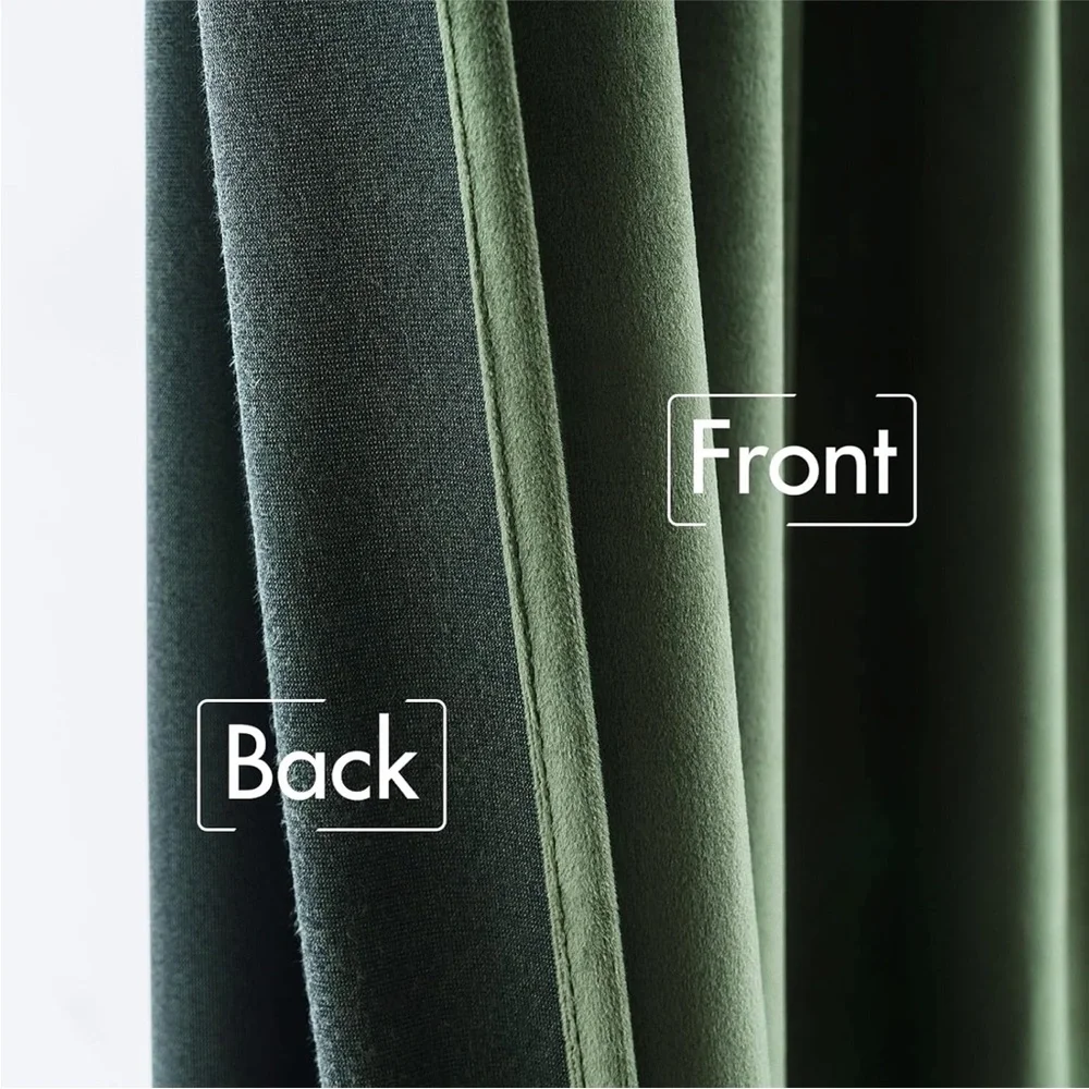 Green velvet curtain panel - Picture 6 of 6